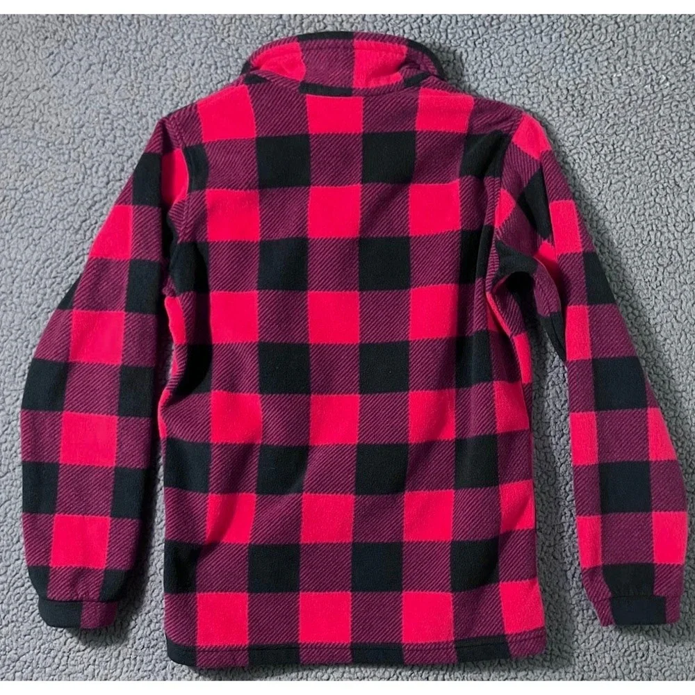 Columbia Red Black Buffalo Plaid Full Zip Fleece Jacket Youth XL 18/20